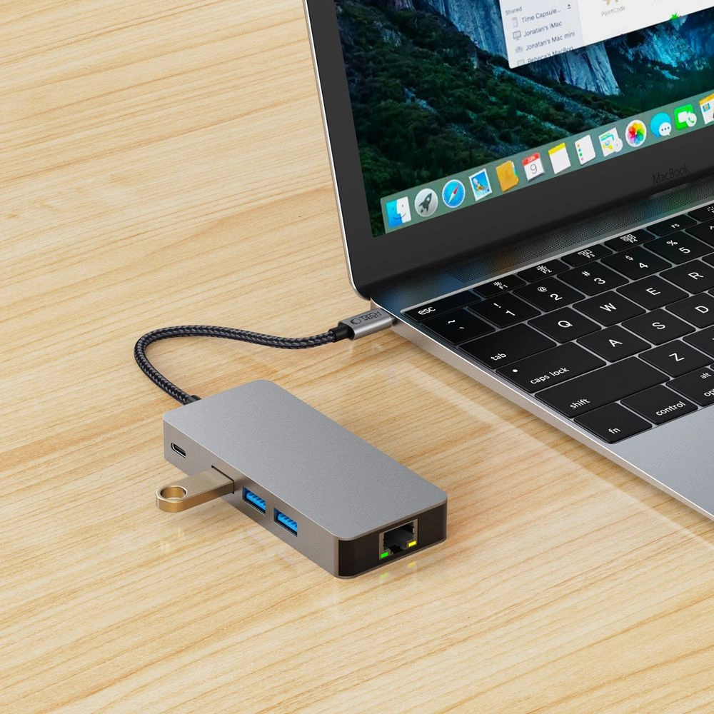 Tech-Protect HB05 HUB 9in1 USB-C + USB2.0 + USB3.0 + HDMI 4K 60HZ + SD / TF + PD100W + RJ45 adapter - grayeng