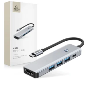 Tech-Protect HB01 HUB Adapter 5in1 USB-C + USB3.0 + HDMI 4K 60Hz + PD100W - grayeng