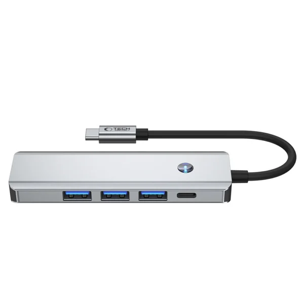 Tech-Protect HB01 HUB Adapter 5in1 USB-C + USB3.0 + HDMI 4K 60Hz + PD100W - grayeng