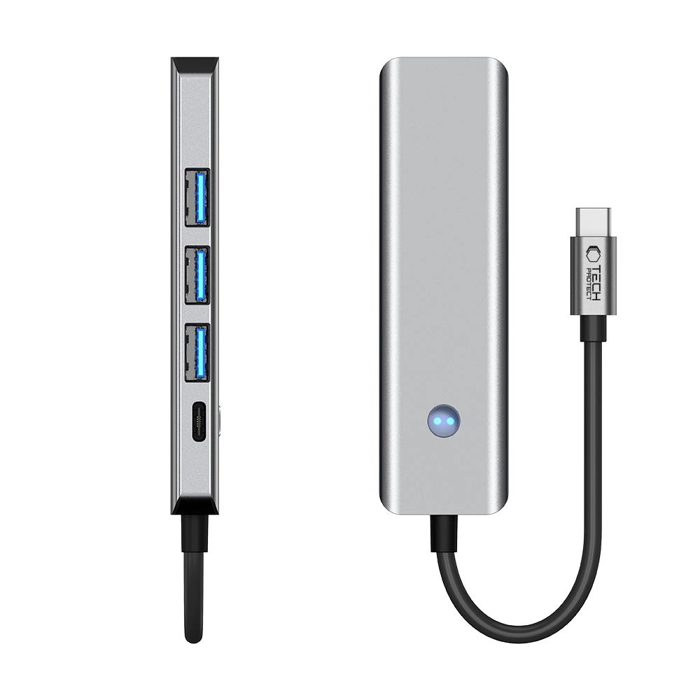 Tech-Protect HB01 HUB Adapter 5in1 USB-C + USB3.0 + HDMI 4K 60Hz + PD100W - grayeng