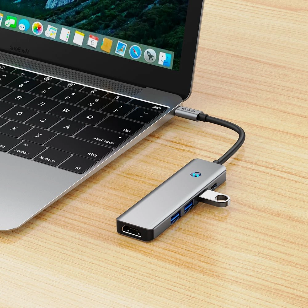 Tech-Protect HB01 HUB Adapter 5in1 USB-C + USB3.0 + HDMI 4K 60Hz + PD100W - grayeng