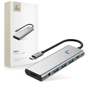Tech-Protect HB04 HUB Adapter 9in1 USB-C + USB2.0 + USB3.0 + HDMI 4K 60Hz + SD / TF + PD100W + AV3.5 - grayeng