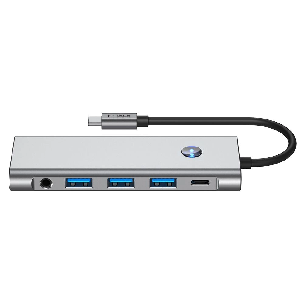 Tech-Protect HB04 HUB Adapter 9in1 USB-C + USB2.0 + USB3.0 + HDMI 4K 60Hz + SD / TF + PD100W + AV3.5 - grayeng