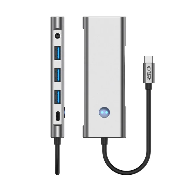 Tech-Protect HB04 HUB Adapter 9in1 USB-C + USB2.0 + USB3.0 + HDMI 4K 60Hz + SD / TF + PD100W + AV3.5 - grayeng