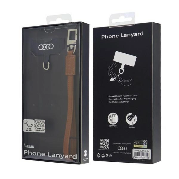 Audi Crossbody Leather Universal Lanyard 28cm x 10mm - Browneng