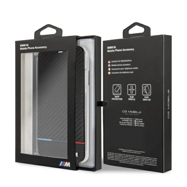 BMW Carbon Tricolor Stripe iPhone XS Max Case - Blackeng