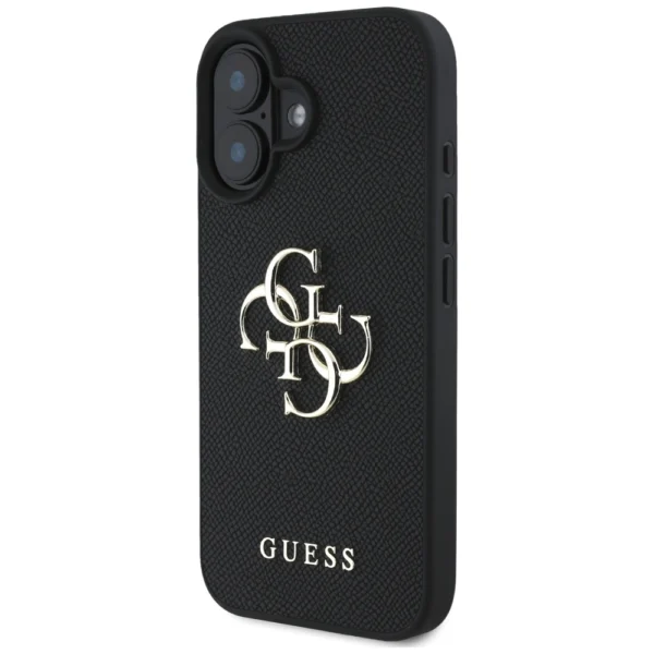 Guess Grained Big 4G Logo Small Classic Logo case for iPhone 16 - blackeng