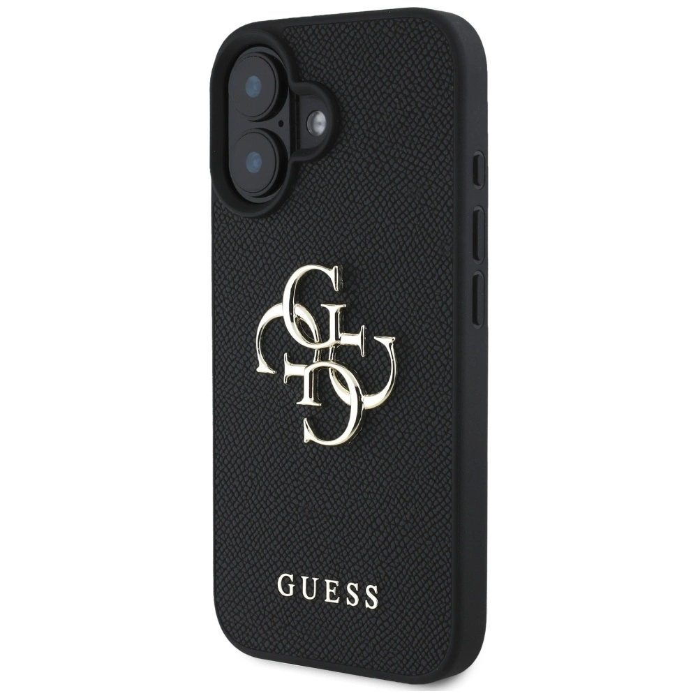 Guess Grained Big 4G Logo Small Classic Logo case for iPhone 16 - blackeng