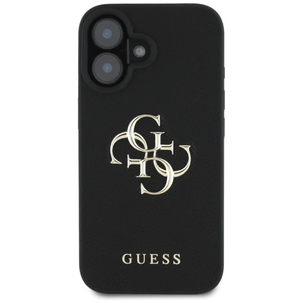 Guess Grained Big 4G Logo Small Classic Logo case for iPhone 16 - blackeng