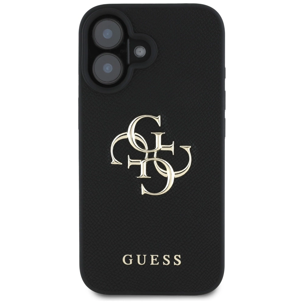 Guess Grained Big 4G Logo Small Classic Logo case for iPhone 16 - blackeng