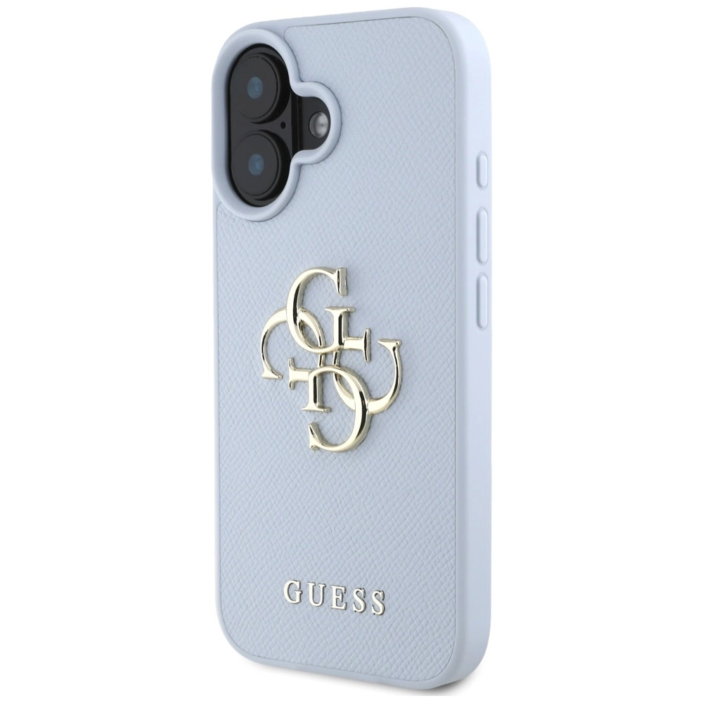 Guess Grained Big 4G Logo Small Classic Logo case for iPhone 16 - blueeng