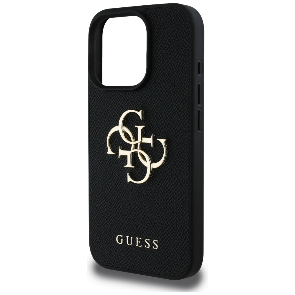 Guess Grained Big 4G Logo Small Classic Logo Case for iPhone 16 Pro Max - Blackeng