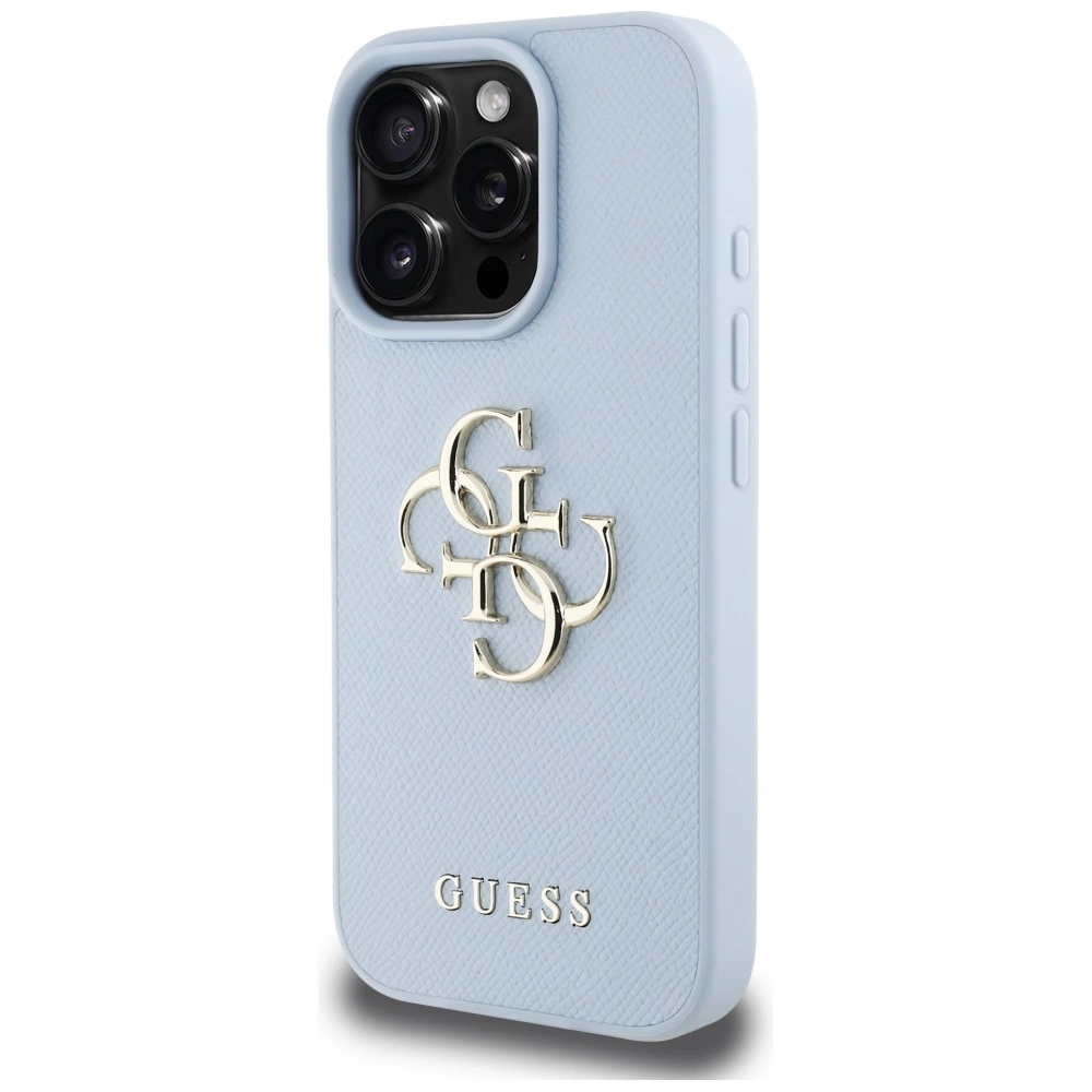 Guess Grained Big 4G Logo Small Classic Logo case for iPhone 16 Pro Max - blueeng