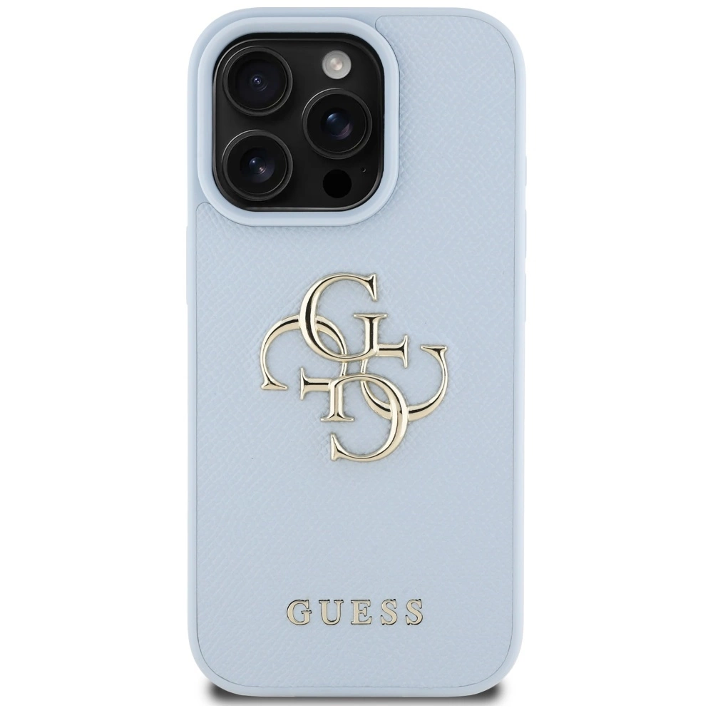 Guess Grained Big 4G Logo Small Classic Logo case for iPhone 16 Pro Max - blueeng