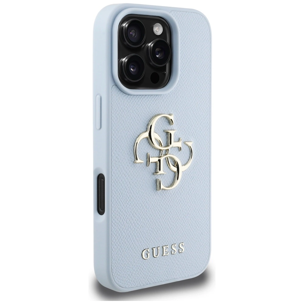 Guess Grained Big 4G Logo Small Classic Logo case for iPhone 16 Pro Max - blueeng