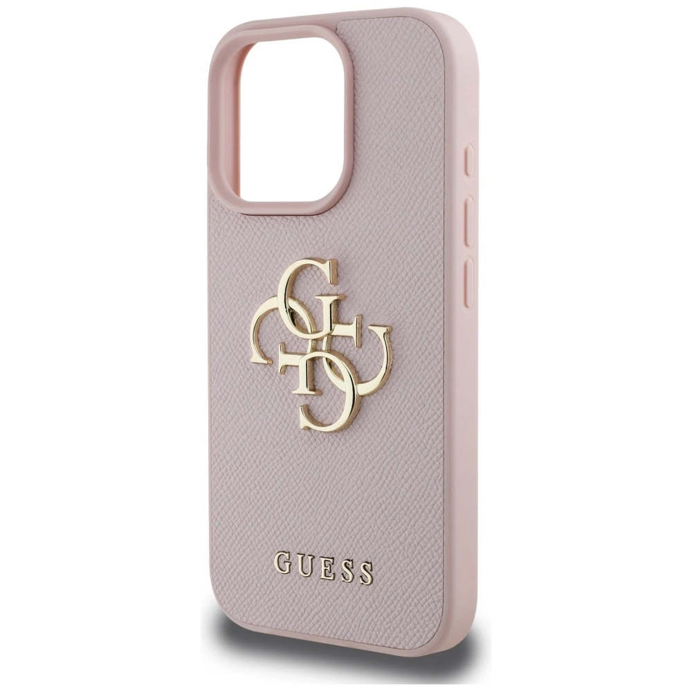 Guess Grained Big 4G Logo Small Classic Logo iPhone 16 Pro Max Case - Pinkeng