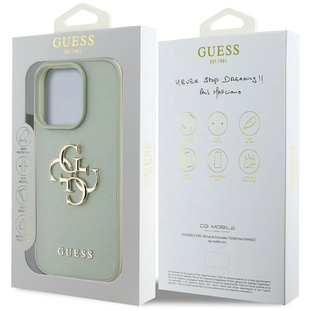 Guess Grained Big 4G Logo Small Classic Logo case for iPhone 16 Pro Max - greeneng