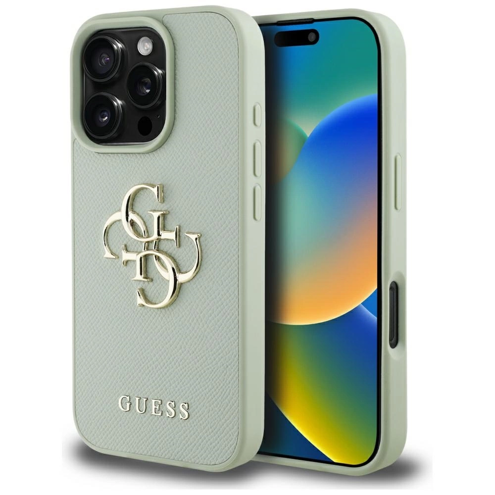 Guess Grained Big 4G Logo Small Classic Logo case for iPhone 16 Pro - greeneng