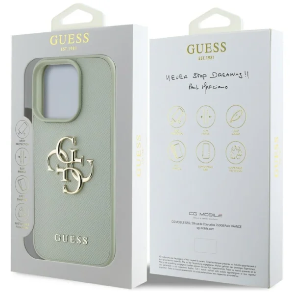 Guess Grained Big 4G Logo Small Classic Logo case for iPhone 16 Pro - greeneng
