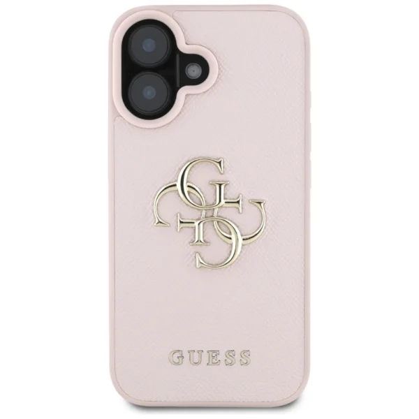 Guess Grained Big 4G Logo Small Classic Logo case for iPhone 16 - pinkeng