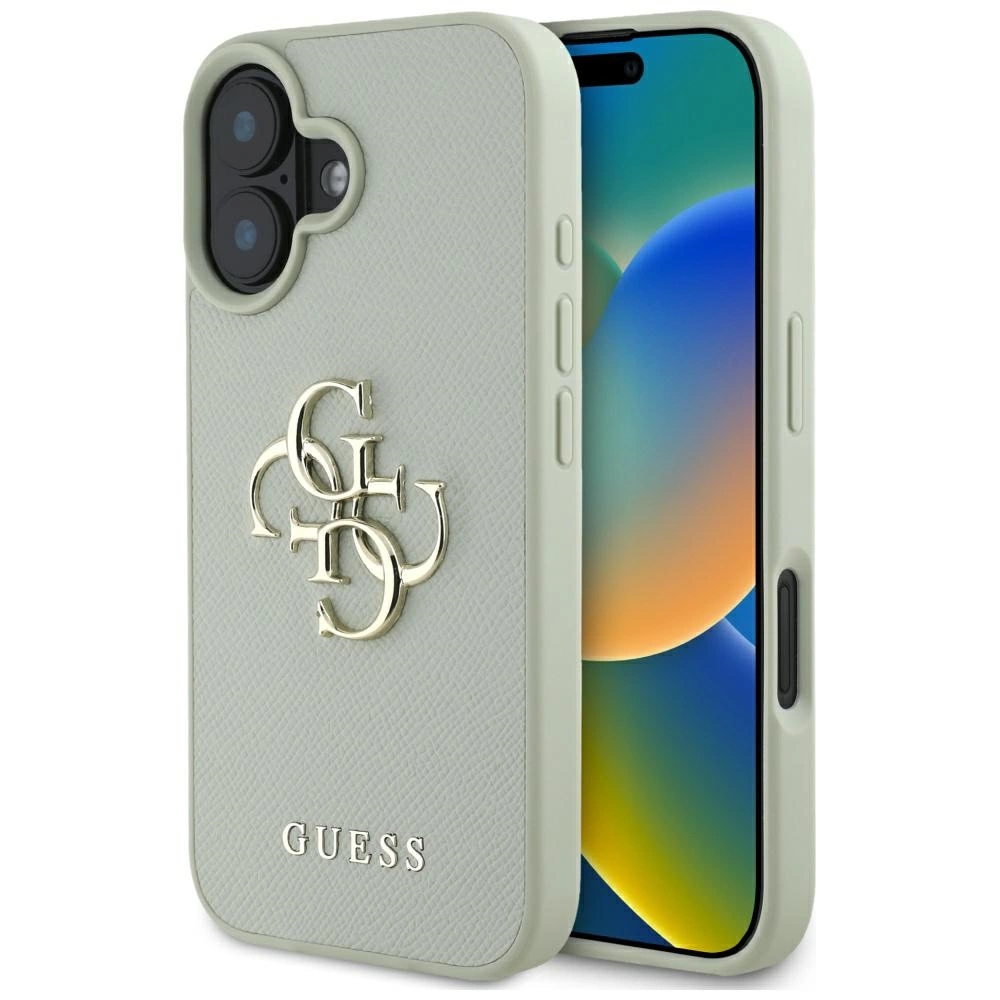 Guess Grained Big 4G Logo Small Classic Logo case for iPhone 16 - greeneng