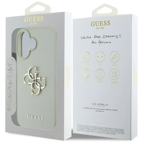 Guess Grained Big 4G Logo Small Classic Logo case for iPhone 16 - greeneng