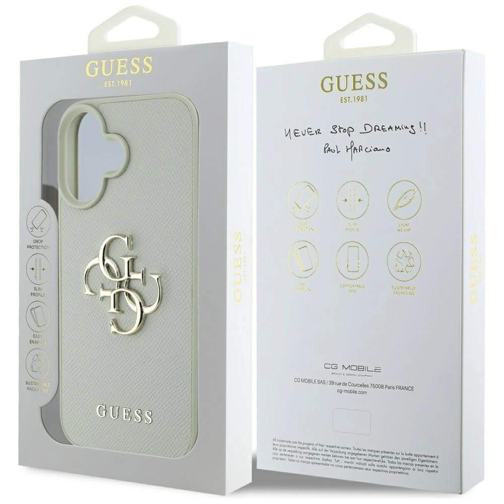 Guess Grained Big 4G Logo Small Classic Logo case for iPhone 16 - greeneng