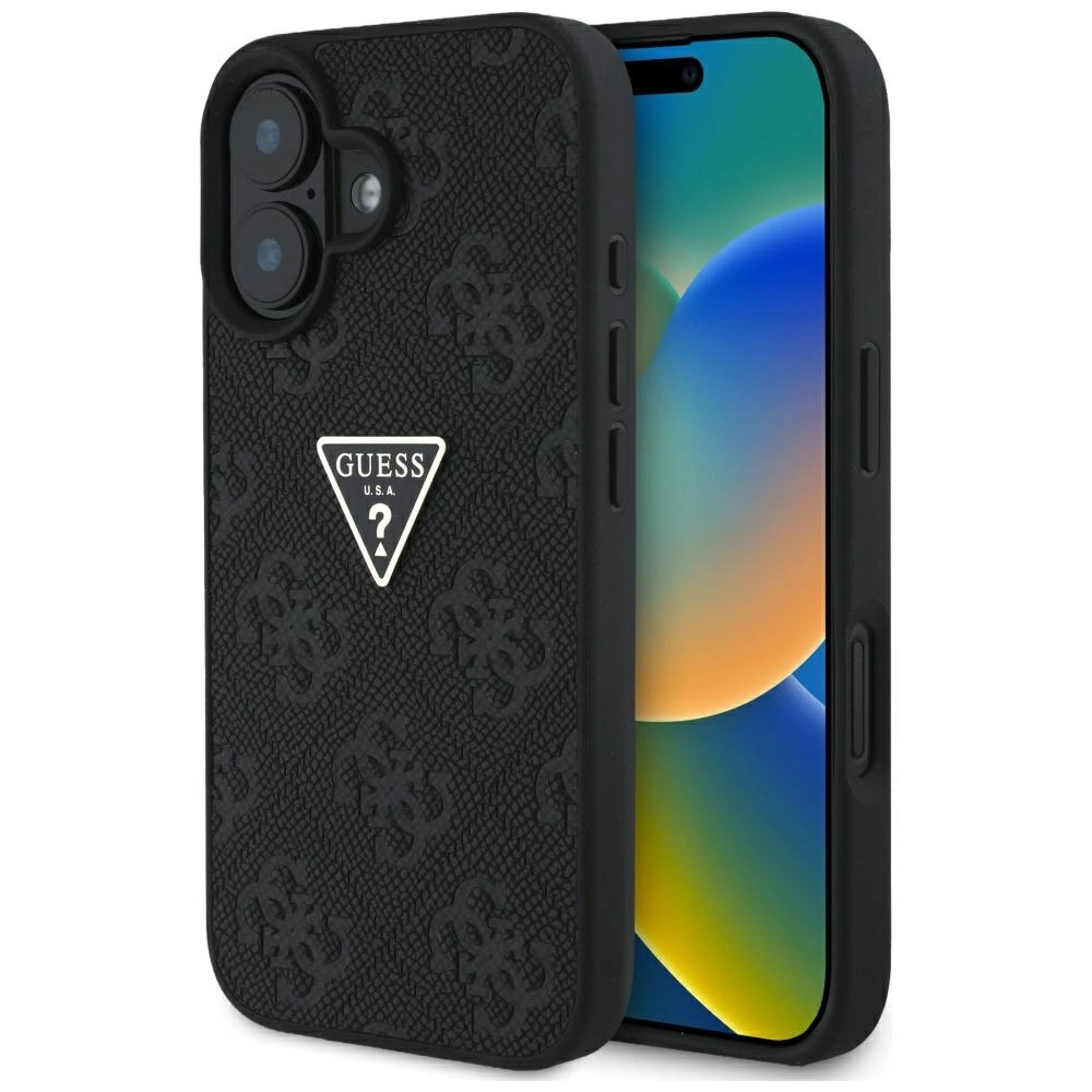Guess Hot Stamp 4G Pattern Triangle Metal Logo case for iPhone 16 - blackeng