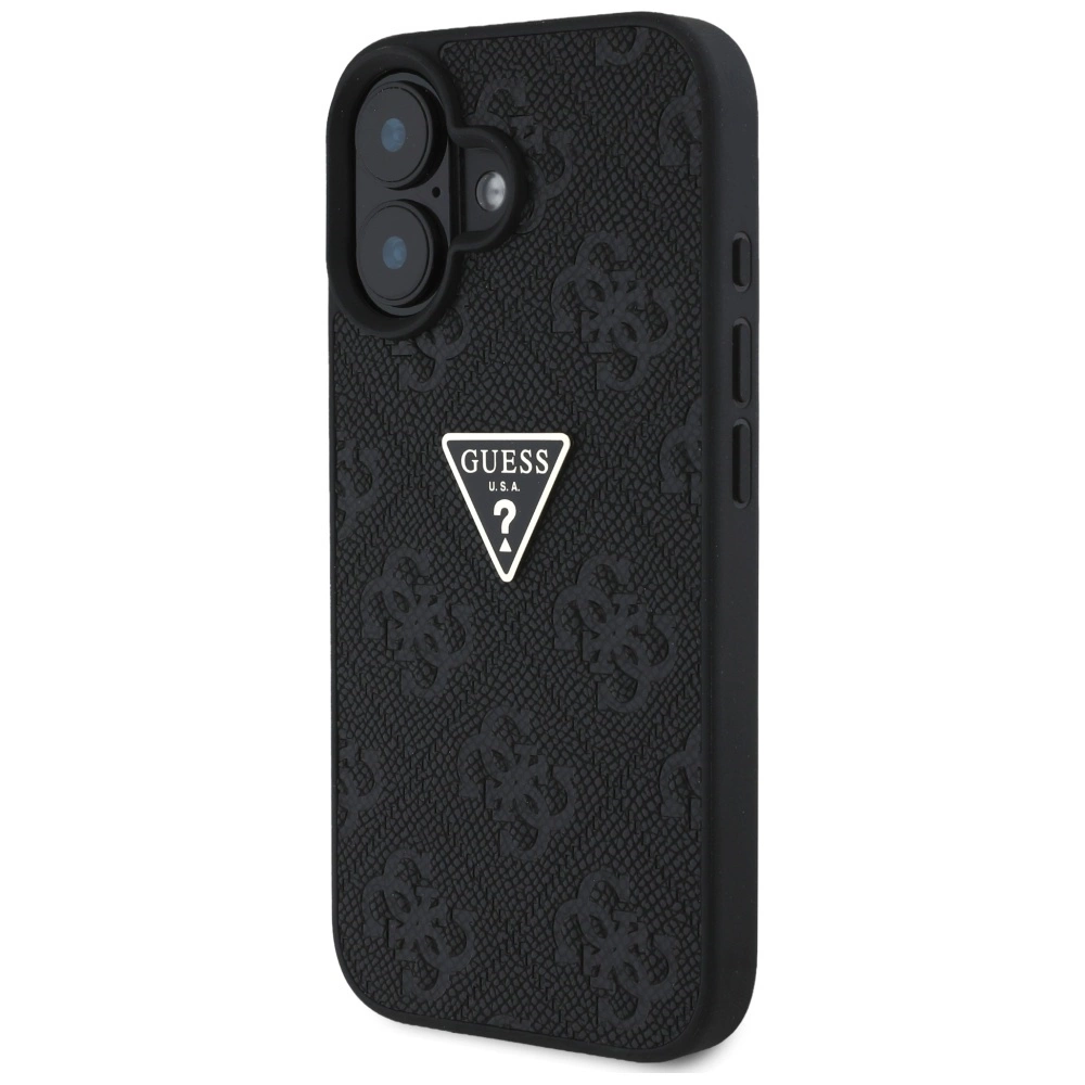 Guess Hot Stamp 4G Pattern Triangle Metal Logo case for iPhone 16 - blackeng