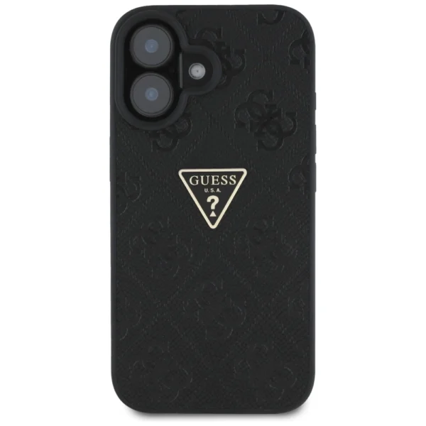 Guess Hot Stamp 4G Pattern Triangle Metal Logo case for iPhone 16 - blackeng