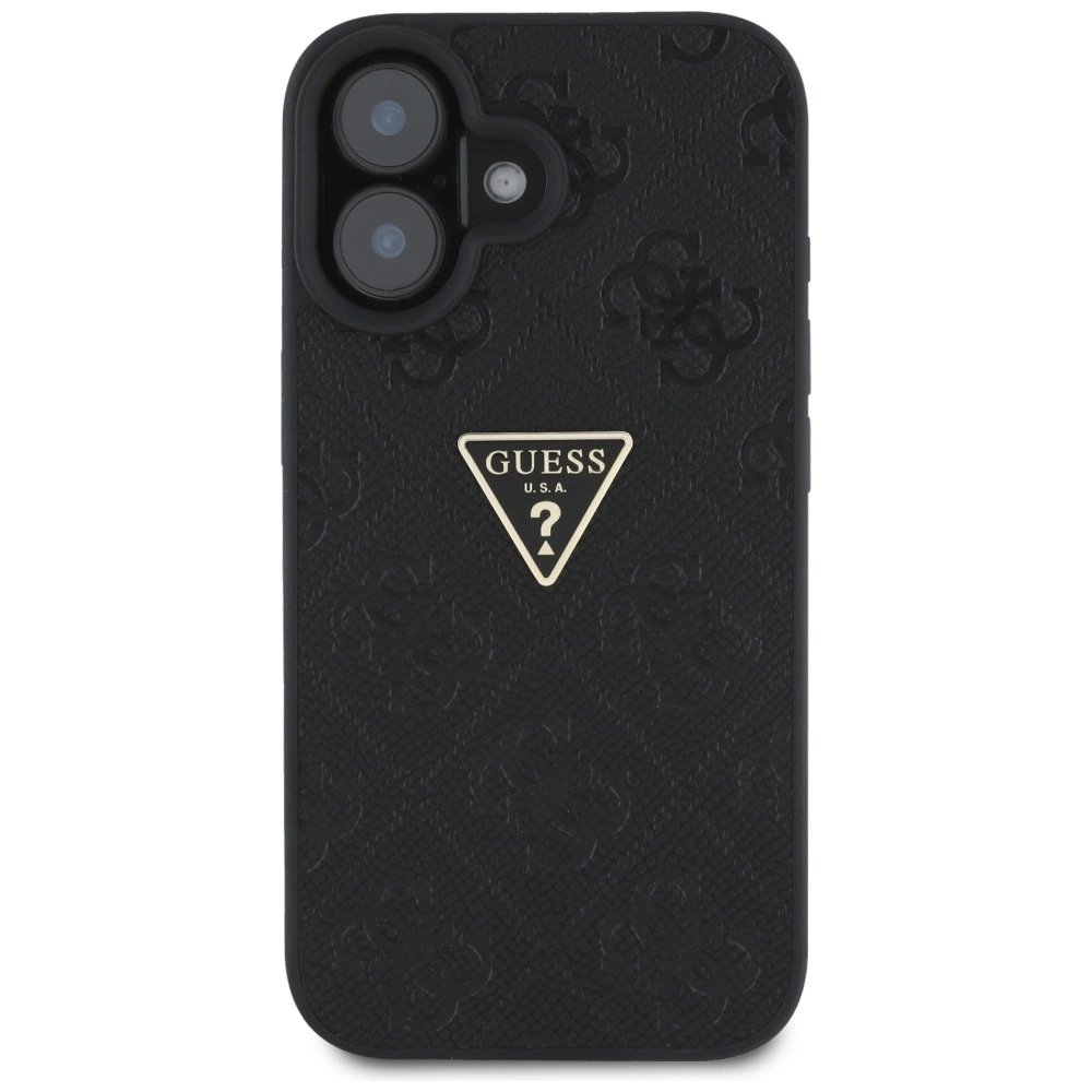 Guess Hot Stamp 4G Pattern Triangle Metal Logo case for iPhone 16 - blackeng