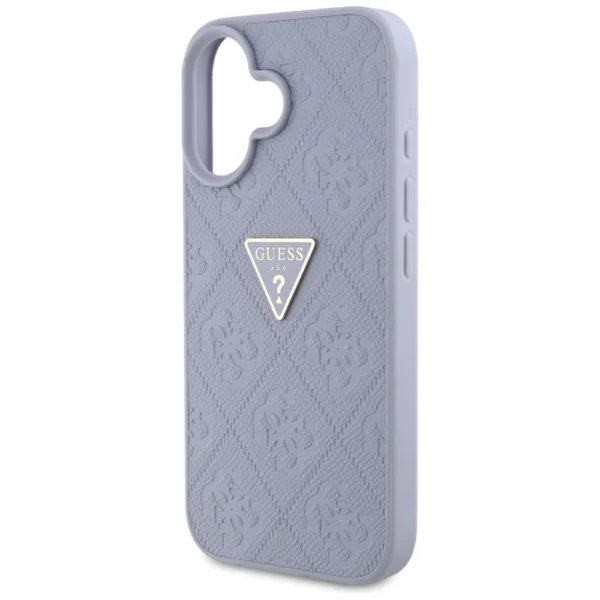 Guess Hot Stamp 4G Pattern Triangle Metal Logo iPhone 16 Case - Purpleeng