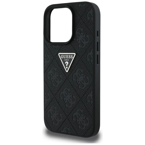 Guess Hot Stamp 4G Pattern Triangle Metal Logo iPhone 16 Pro Max Case - Blackeng