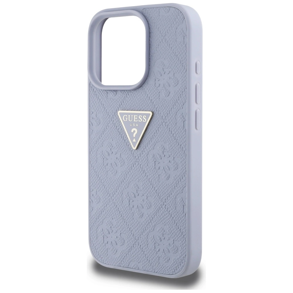 Guess Hot Stamp 4G Pattern Triangle Metal Logo iPhone 16 Pro Max Case - Purpleeng