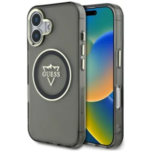 Guess IML Metal Mountain Logo MagSafe case for iPhone 16 - blackeng