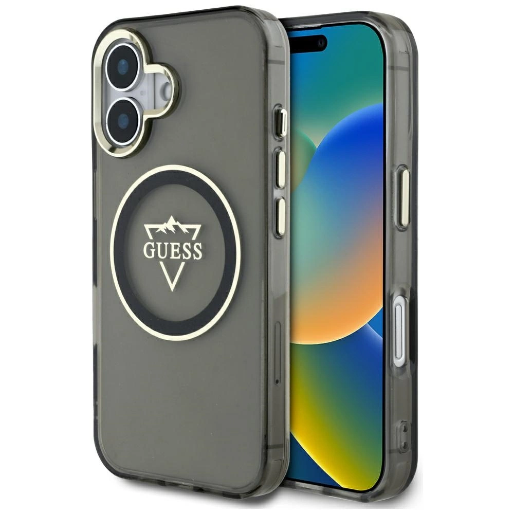 Guess IML Metal Mountain Logo MagSafe case for iPhone 16 - blackeng