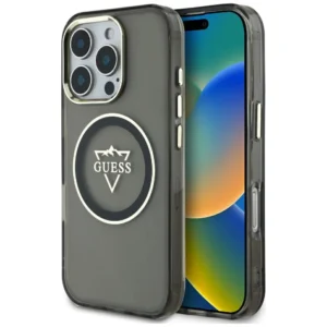 Guess IML Metal Mountain Logo MagSafe iPhone 16 Pro Case - Blackeng