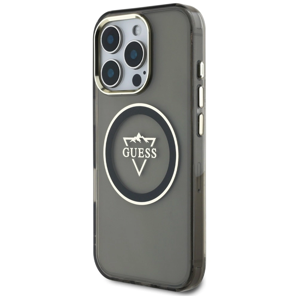 Guess IML Metal Mountain Logo MagSafe iPhone 16 Pro Case - Blackeng
