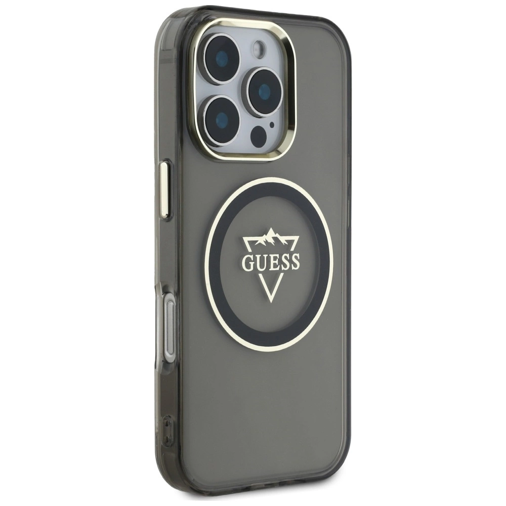 Guess IML Metal Mountain Logo MagSafe iPhone 16 Pro Case - Blackeng