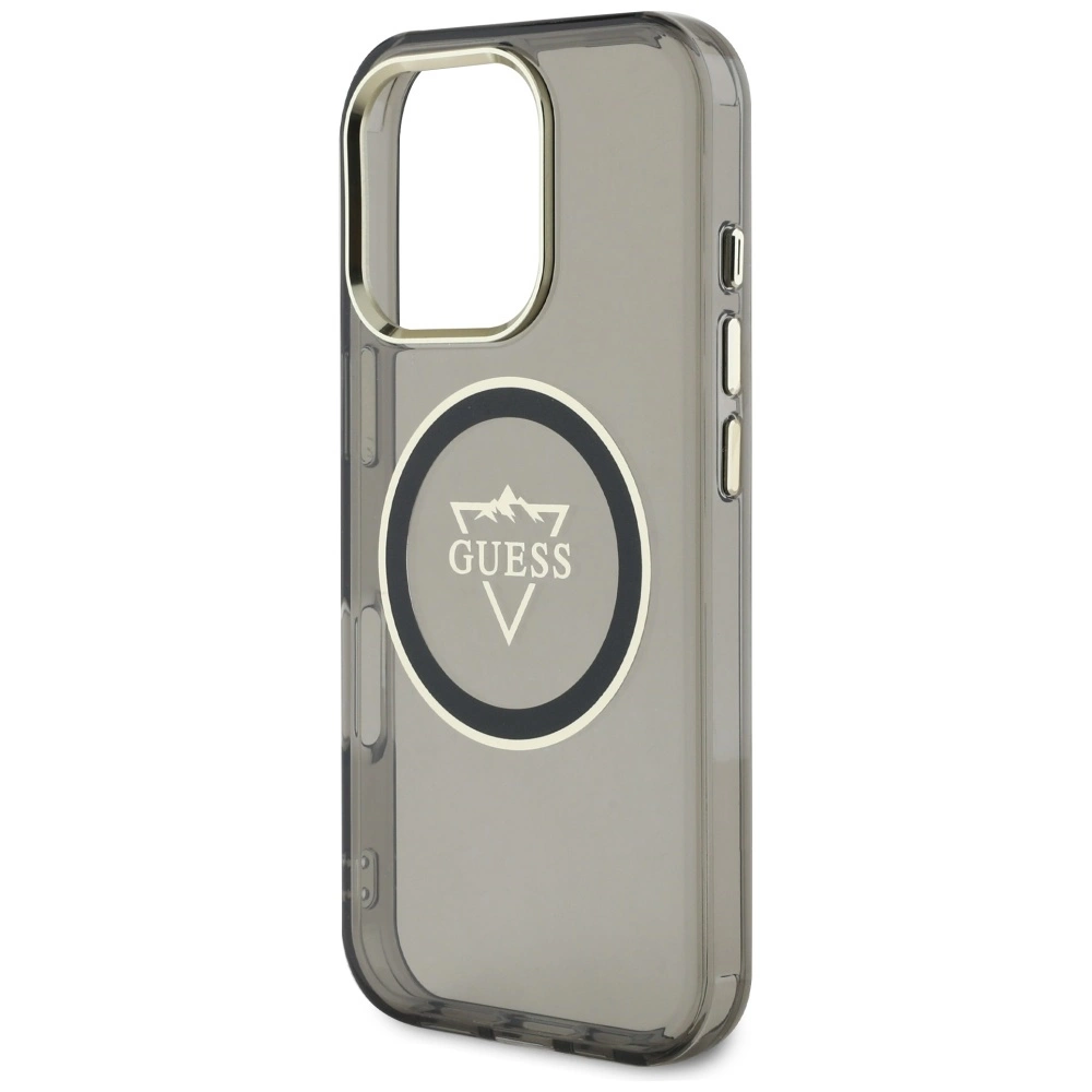 Guess IML Metal Mountain Logo MagSafe iPhone 16 Pro Case - Blackeng
