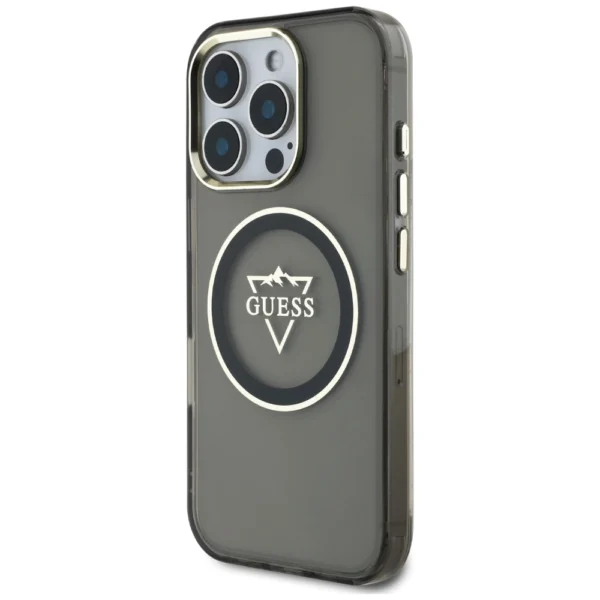 Guess IML Metal Mountain Logo MagSafe iPhone 16 Pro Max Case - Blackeng