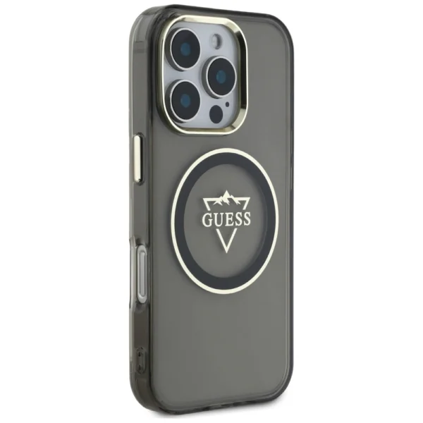 Guess IML Metal Mountain Logo MagSafe iPhone 16 Pro Max Case - Blackeng