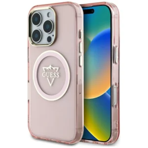 Guess IML Metal Mountain Logo MagSafe iPhone 16 Pro Max Case - Pinkeng