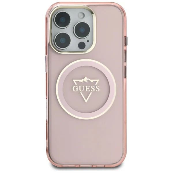 Guess IML Metal Mountain Logo MagSafe iPhone 16 Pro Max Case - Pinkeng