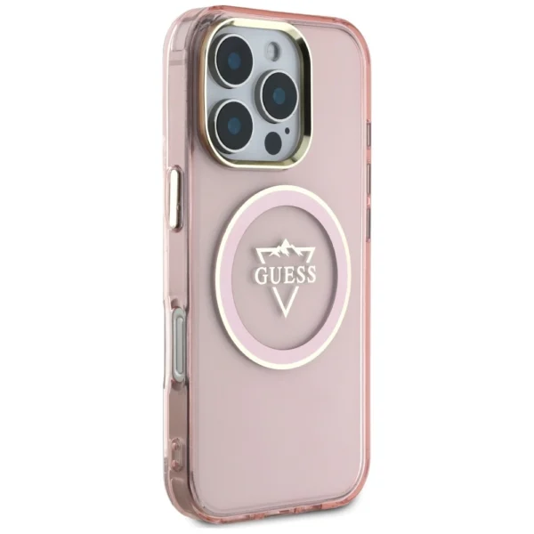 Guess IML Metal Mountain Logo MagSafe iPhone 16 Pro Max Case - Pinkeng