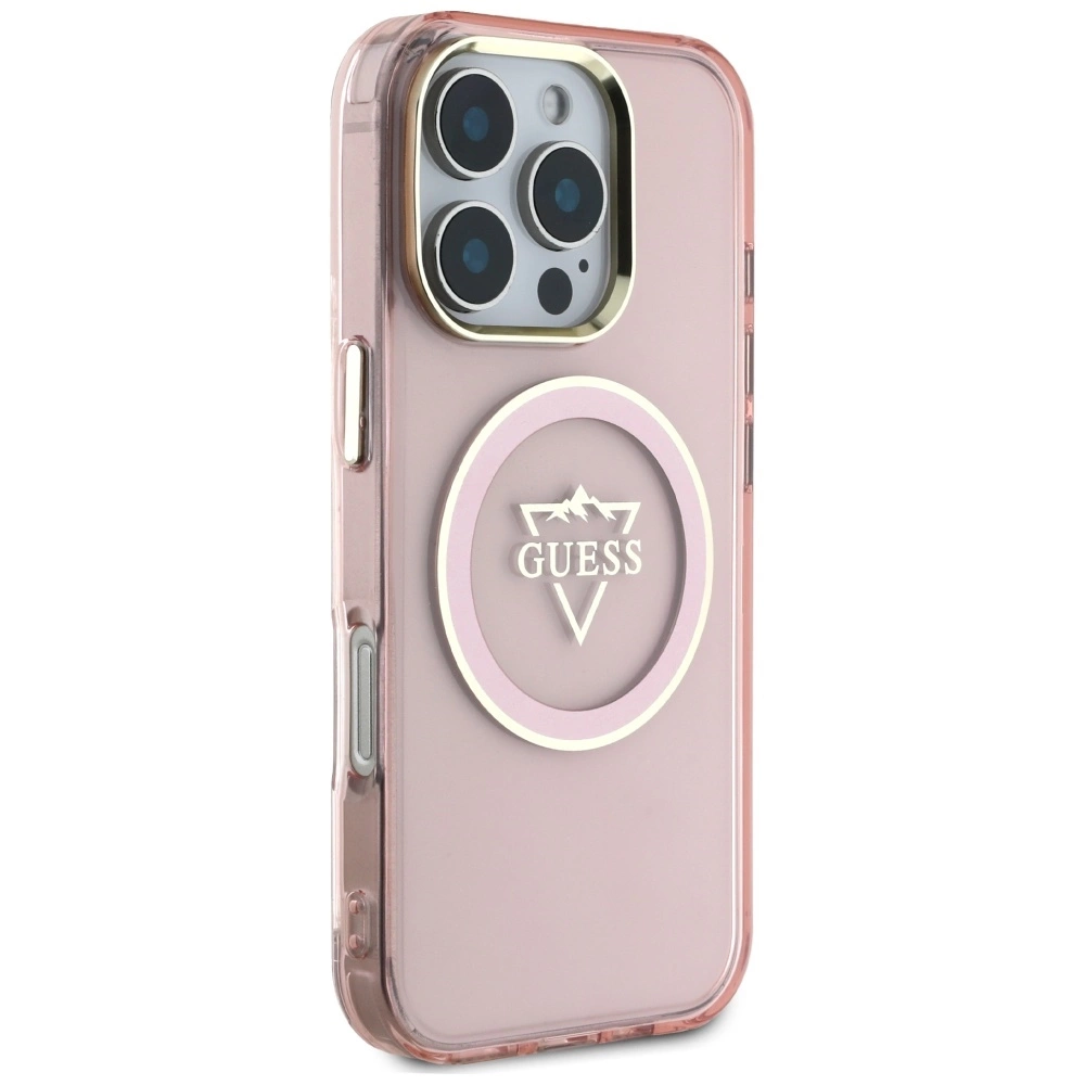 Guess IML Metal Mountain Logo MagSafe iPhone 16 Pro Max Case - Pinkeng