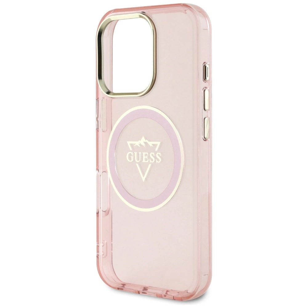 Guess IML Metal Mountain Logo MagSafe iPhone 16 Pro Max Case - Pinkeng
