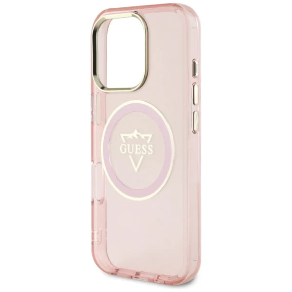 Guess IML Metal Mountain Logo MagSafe iPhone 16 Pro Case - Pinkeng