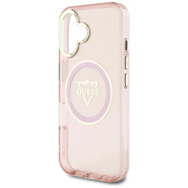 Guess IML Metal Mountain Logo MagSafe iPhone 16 Case - Pinkeng