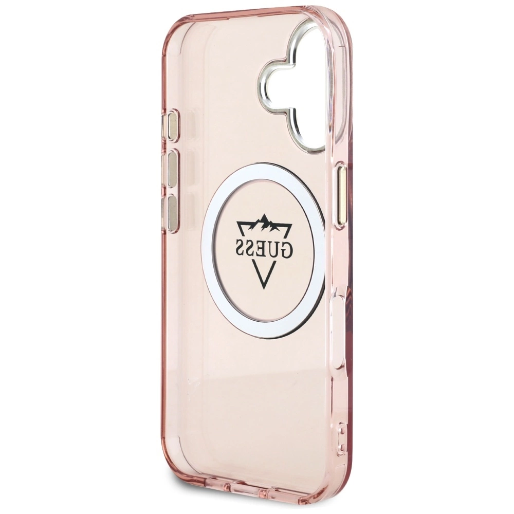 Guess IML Metal Mountain Logo MagSafe iPhone 16 Case - Pinkeng
